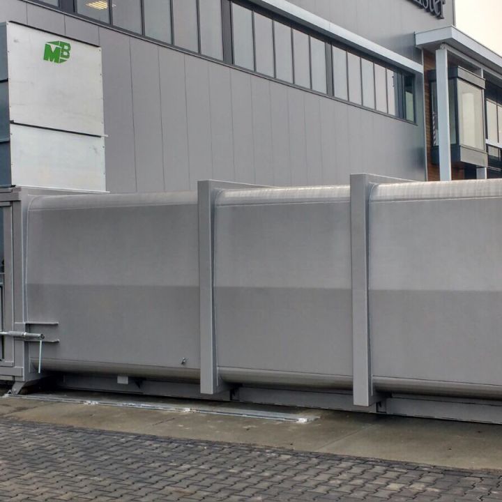 Prasa stacjonarna do zgniatania odpadów przy kontenerze - urządzenie do zagęszczania surowca